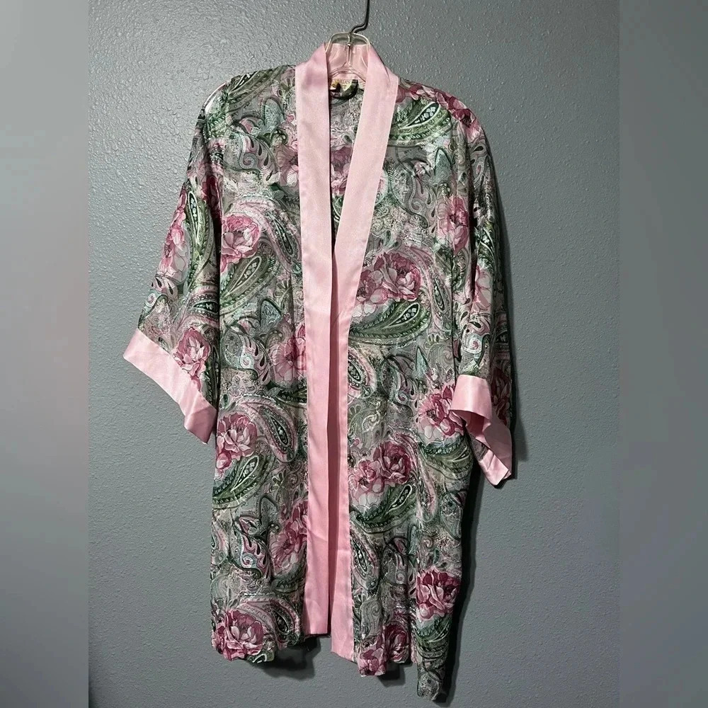 Vtg Victoria's Secret Gold Label Short Robe Inside Belt & Pockets OS EUC